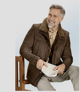 Herrenjacke Wildlederimitat mit abnehmbarem Kragen. Steppfutter Gr. XXL braun - Picture 1 of 5