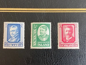 ICELAND STAMPS: 1954 Hannes Hafstein Set Mint VLH SG#325/327 Cat. £60 - Picture 1 of 5