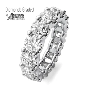 7CT E VS1 Cert Round Cut Lab Grown Diamond Eternity Band Ring Platinum - Picture 1 of 4