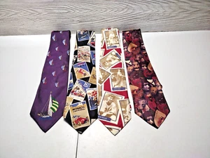 4 ~ Miscellaneous Lot of Men's Colorful Ties Audrey Buckner-Polo-Ferrell Reed - Picture 1 of 13
