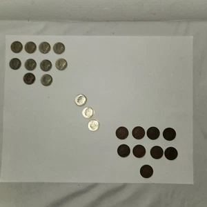 US Münzsammlung 22 Stück, Mercury, Roosevelt Dimes (teil Silber) & Indian Heads - Bild 1 von 24