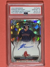 2023 Bowman, Roman Anthony, Chr. Pros. Auto-Atomic 84/100 PSA 10-10 Super Rare