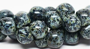 7x7mm, NEGRO PICASSO, 10 Cuentas, Cuentas de Seta/Botón/Gota, (mush31) - Imagen 1 de 1