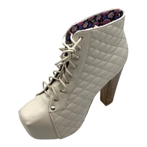Martina Gabriele Beige Faux Leather High Heel Shoes Ankle Boots Size UK 6 New - Picture 1 of 10