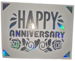 Happy Anniversary Card Flowers Cut out Cut away Customisable - Picture 1 of 14