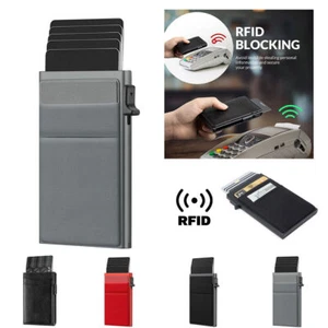 Luxury Credit Card Pop Up Holder Aluminum RFID Blocking Slim Wallet Gift - Picture 1 of 17