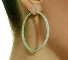 3Ct Round Cut Lab Created Diamond Women's Hoop Earring 14K White Gold Finish