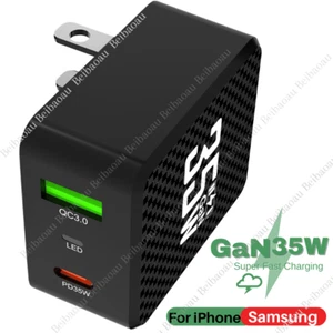 GaN 35W PD Fast Charger Type USB-C QC Power Adapter Plug For iPhone/iPad/Samsung - Picture 1 of 9