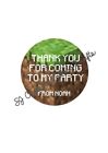 Minecraft Style "Thank You for Coming to My Party" Round Birthday Stickers