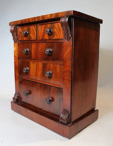 Miniature American Mahogany Classical Period (14.75"tall) Chest of Drawers c1855 Cover