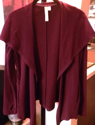 Cárdigan Green Tea S Vino Violeta Profundo Suave Elástico Mezcla de Algodón con Bolsillos Abiertos Foto 1 de 3