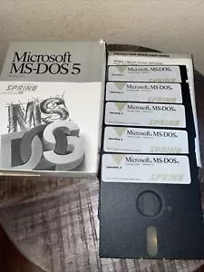 Microsoft MS-DOS 5 Operating System Spring on 5.25" Floppy Disks Complete - Picture 1 of 5