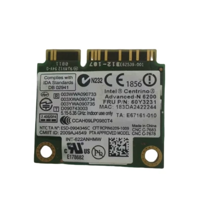 Lenovo IBM T410 T510 X201i HP 6200AGN Dual Band 2.4/5Ghz WLAN WiFi Card 60Y3231 - Image 1 of 2