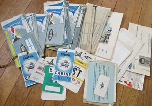 Lote grande de boletos de Sabena Airline Aviation década de 1950 menús membretes etiquetas de equipaje - Imagen 1 de 10