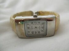 Trendz Beige & Silver Toned Women's Classy Cuff Band Wristwatch
