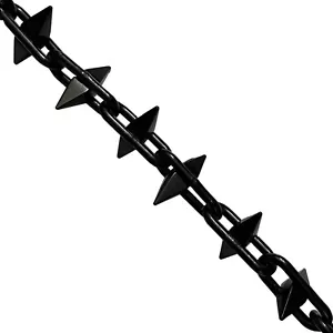 Black Steel Spiked Chain 6mm Garden Fence Decking Patio Drive Car Per Metre - Picture 1 of 1