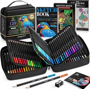 Art Supplies 136 Pack Colored Pencils Set for Adult Coloring Books, 120 Colors - Picture 1 of 8