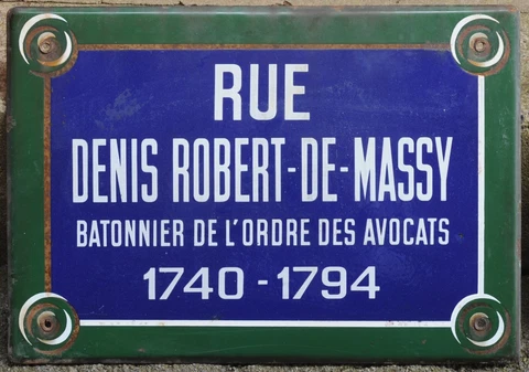 Big old French enamel street sign plaque Denis Robert de Massy lawyer Orleans Cover