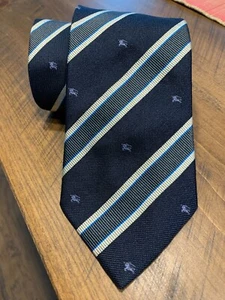 BURBERRY LONDON Striped Blue Silk Neck Tie - Picture 1 of 6