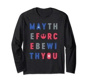 Star Wars May The Force Be With You Americana Long Sleeve T-Shirt - Picture 1 of 1