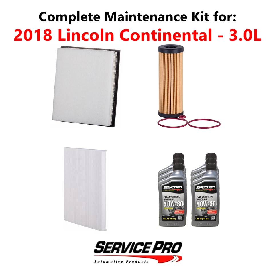 2018 Lincoln Continental 3.0L Complete Oil, Air & Cabin Filter Kit (5W-30) - Image 1 of 4
