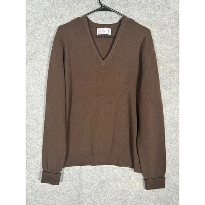 Peter Scott Herren Pullover braun V-Ausschnitt 100 Lammwolle Gr. 42 Made in Scotland - Bild 1 von 4