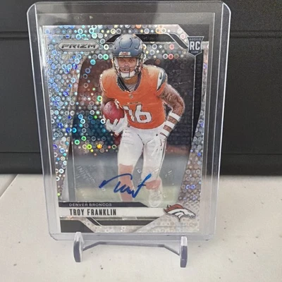2024 Prizm No Huddle Auto Silver Disco SP #393 Troy Franklin RC Rookie Broncos - Image 1 of 2