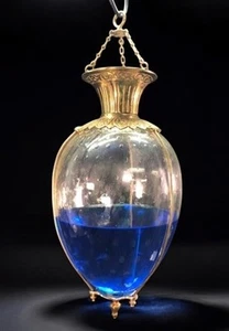Antique Apothecary Show Globe, Hanging Pharmacy Globe, Etched Dot Glass Jar C  - Picture 1 of 9