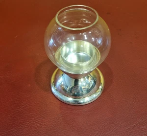 925 Silber Kerzenhalter mit Glaseinsatz Sterlingsilber Teelichthalter - Picture 1 of 4