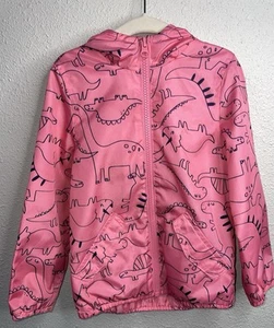 Carter's Girls Pink Jacket Hooded Lined Lightweight Dinosaurs Pockets Size 3T - Picture 1 of 4