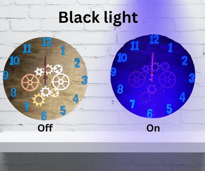 Blacklight Reactive Steampunk Clock - Image 1 of 3