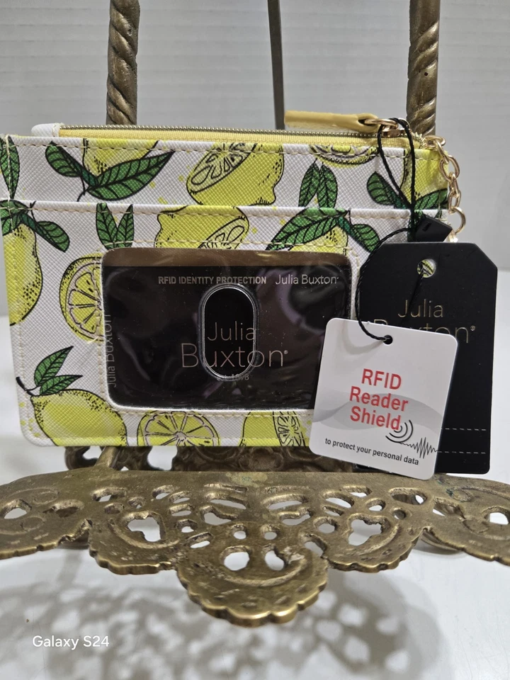 FUNDA PARA MONEDAS JULIA BUXTON SLOT EN LA IMPRESIÓN "LEMON SQUEEZE" CON BILLETERA RFID/... Foto 1 de 4