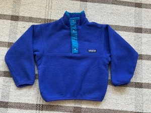 Vintage Patagonia T Snap Fleece Kids Size 6 Blue - Picture 1 of 9