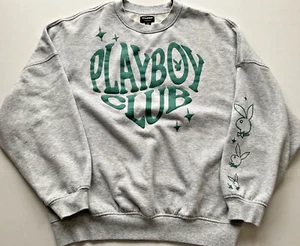 Playboy Club Pacsun Gray Cotton Blend Pullover Sweatshirt Unisex Size S - Picture 1 of 4
