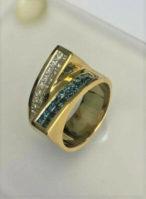 2.40 CT  Ladies Band Princess Cut G SI1 Color 18k Blue and White Yellow Gold  - Image 1 of 4