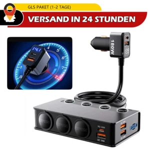 12V 24V LKW Auto KFZ-Adapter 3 Fach Zigarettenanzünder Verteiler 3 USB Steckdose - Bild 1 von 18