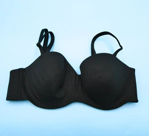 Victoria Secret 36C Lined Strapless Bra Body By Lingerie Black Underwired New - Picture 1 of 6