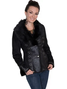 Scully Women's Black Faux Fur Stud Jacket 8021 - Picture 1 of 2