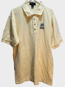 Green Bay Packers NFL Logo NFC Vintage 90s Antigua Cotton Yellow Polo Shirt L - Picture 1 of 2