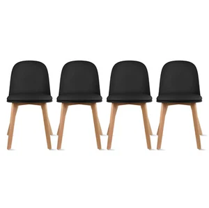 Set of 4 Modern Armless Dining Side Chairs with PU Leather Cushion Dining Chairs - Picture 1 of 101