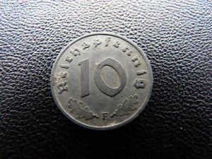 Germany 1942 F 10 pfennig Coin Rare WWII Eagle Reichspfennig zinc swastika H2 - Picture 1 of 7