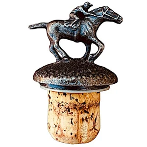 Horse & Jockey Bottle Cork Stopper Brass & Cork - Picture 1 of 7