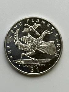 Liberia 1 Dollar 1993 Preserve Planet Earth Archaeopteryx Dinosaur - Picture 1 of 2