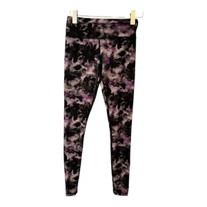 Zyia Purple Black Floral Watercolor Soft n Snug Hi-Rise Leggings Size 2 - Picture 1 of 10