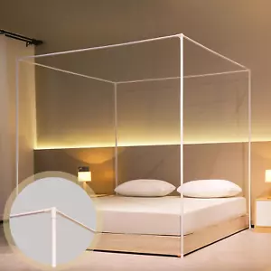 King Bed Canopy Frame White Four Poster Bed Frame Canopy Bed Frame Four Poster B - Picture 1 of 12