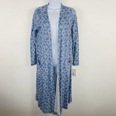 Lula Roe Womens Sweater sz S Blue Aztec Long Open Cardigan Sarah NEW - Image 1 of 4