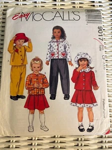 McCalls Pattern 9017 Girls Unisex UNLINED JACKET PULL-ON PANTS SKIRT HAT Sz 4-6 - Picture 1 of 2