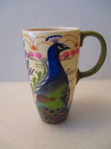 Cypress Home Proud Peacocks Ceramic Latte Travel Mug 17 oz. - Picture 1 of 4