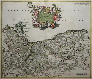 Pommern - Ducatus Pomeraniae - de Wit 1690 - Original, altkoloriert - Rar - Picture 1 of 3