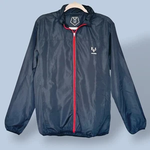Messi Windbreaker Jacke leicht durchgehender Reißverschluss schwarz roter Besatz Herren Größe Medium - Bild 1 von 8